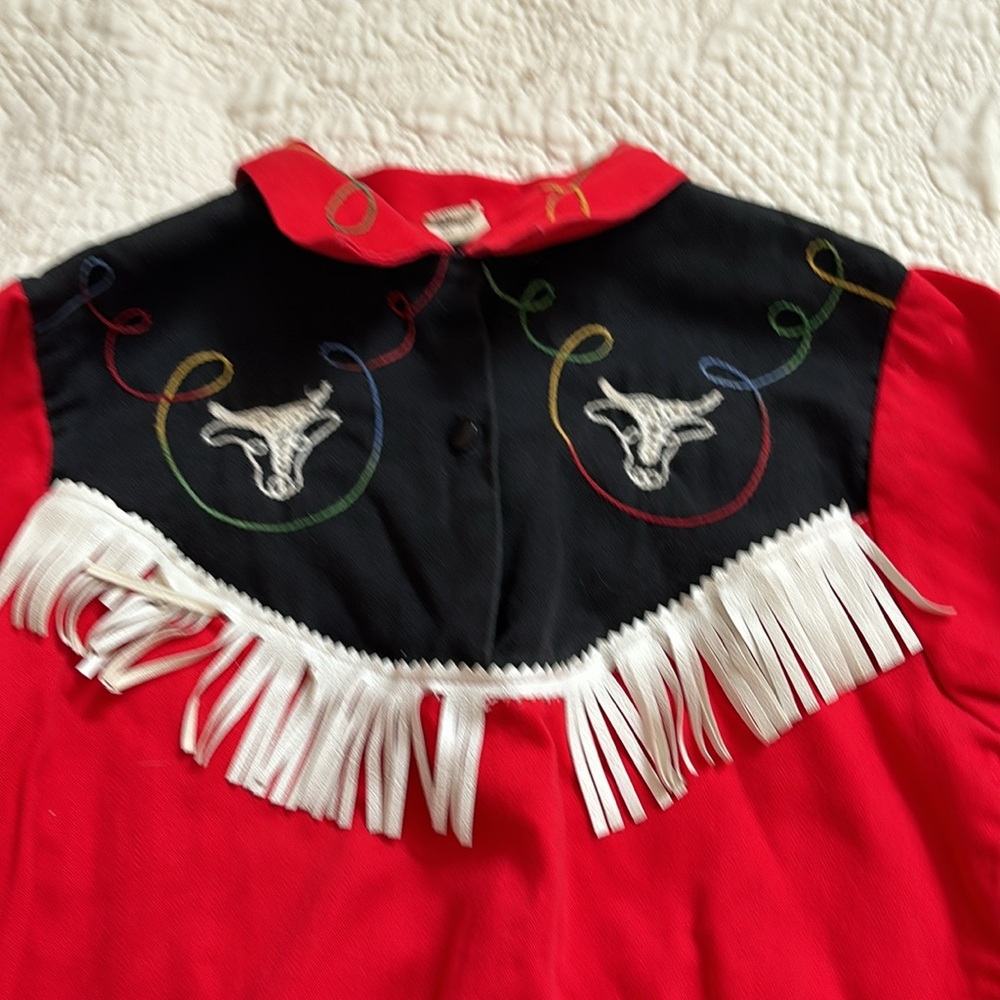 1960’s Walls of Texas girls size 7 fringed black/red 100% cotton cowgirl outfit - Picture 2 of 15